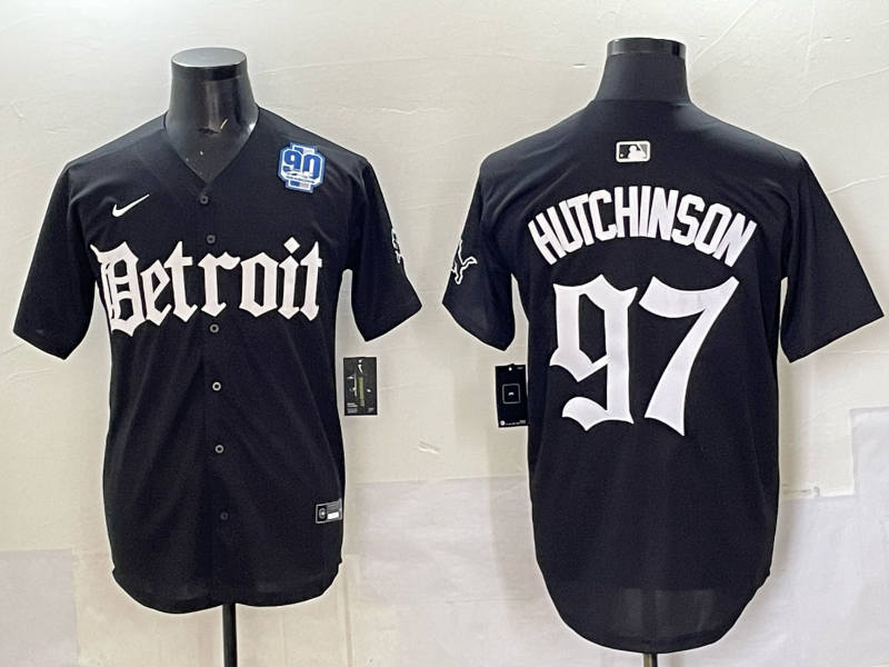 Men 2025 Detroit Lions #97 Hutchinson Black NFL jersey 0015->detroit lions->NFL Jersey